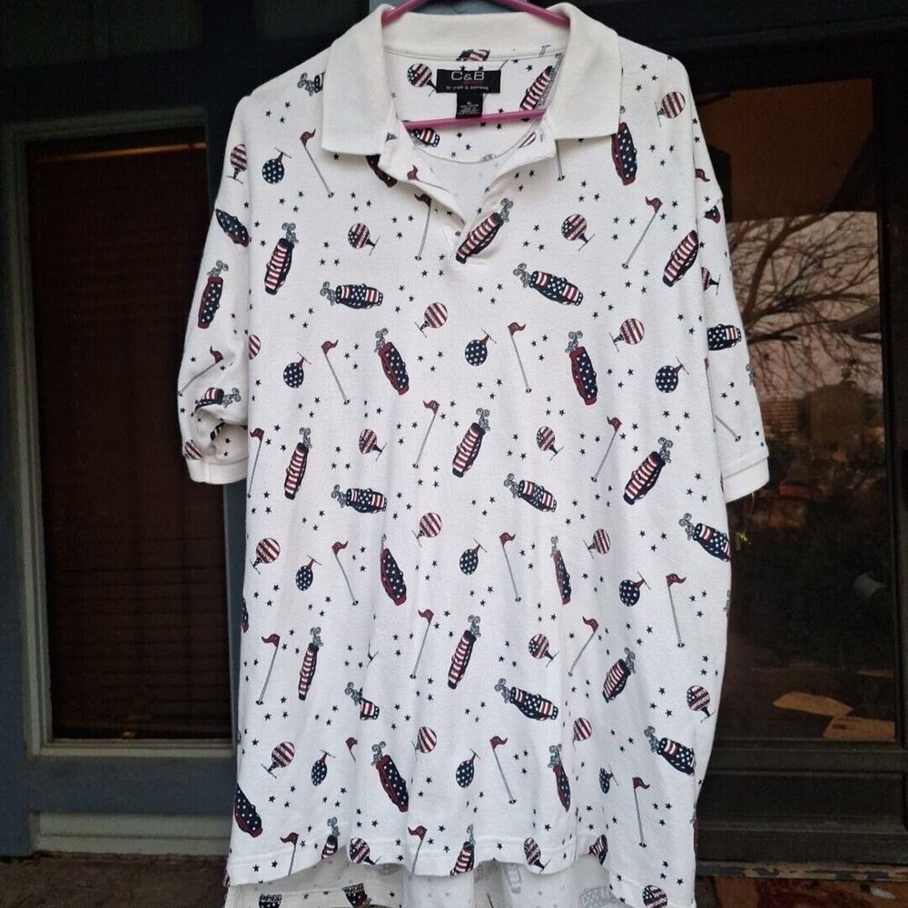 C&B Sports Men's Large Short Sleeve Shirt Golf Themed